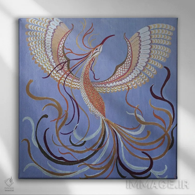 تابلو ققنوس طلایی اثر بریت بردال نیلسن - نمای روبهرو روی دیوار