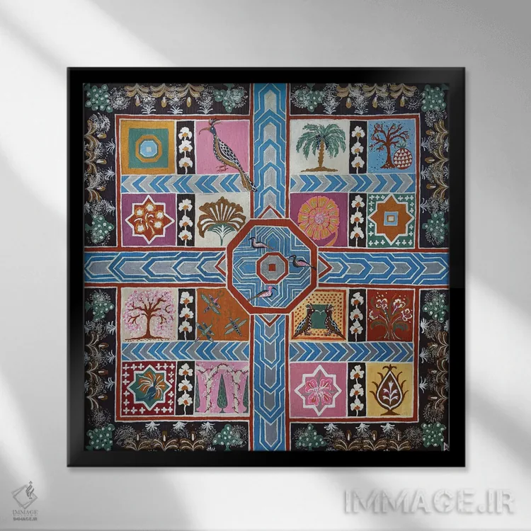 تابلو باغ ایرانی اثر بریت بردال نیلسن - نمای قابدار مشکی