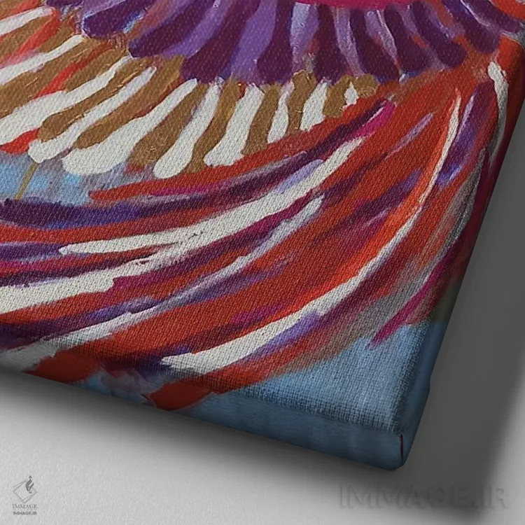 تابلو ققنوس مغرور در حال پرواز به سوی خورشید اثر بریت بردال نیلسن - نمای نزدیک بافت بوم