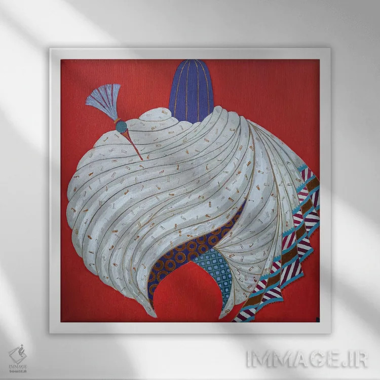 تابلو عمامه خاورمیانه اثر بریت بردال نیلسن - نمای قابدار سفید