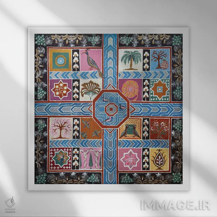 تابلو باغ ایرانی اثر بریت بردال نیلسن - نمای قابدار سفید