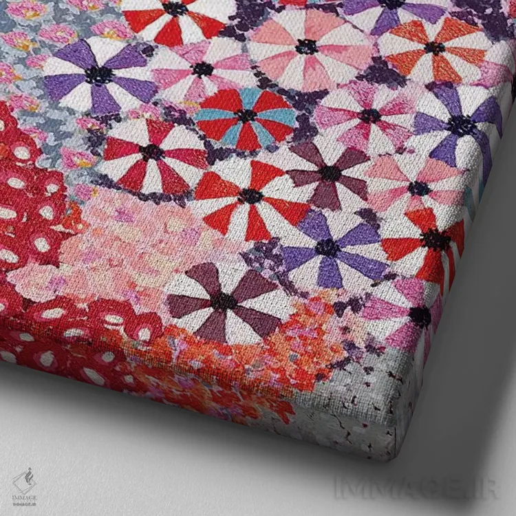 تابلو باغی با گل شقایق اثر بریت بردال نیلسن - نمای نزدیک بافت بوم