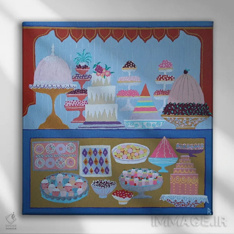 تابلو وسوسههای شیرین اثر بریت بردال نیلسن - نمای روبهرو روی دیوار