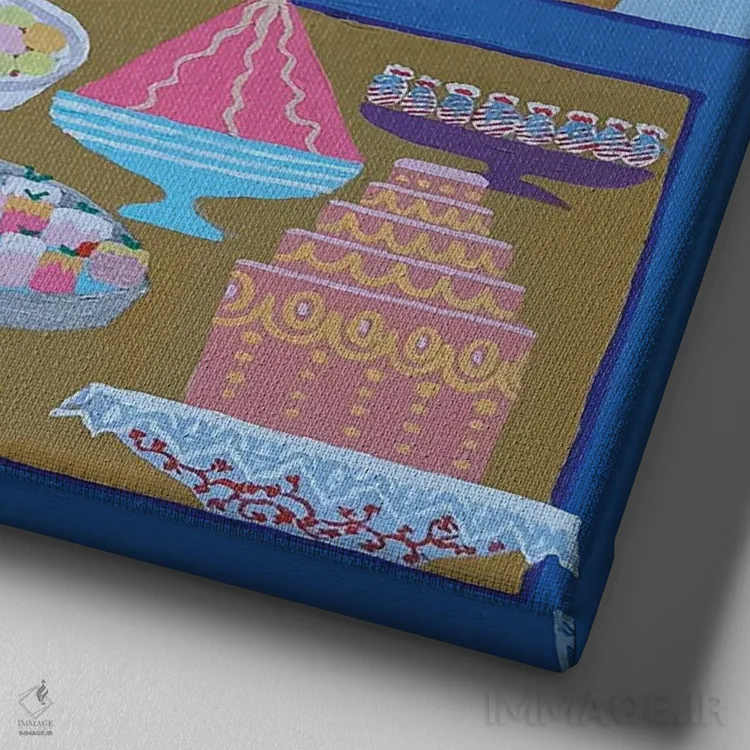 تابلو وسوسههای شیرین اثر بریت بردال نیلسن - نمای نزدیک بافت بوم