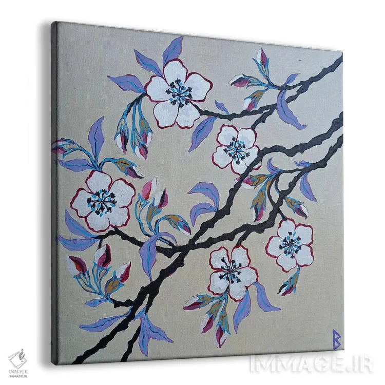 تابلو گلهای سفید اثر بریت بردال نیلسن - نمای پرسپکتیو محصول