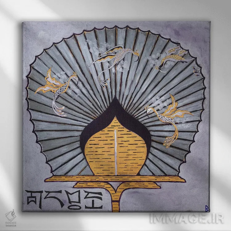 تابلو بادبزن شرقی شماره ۳ اثر بریت بردال نیلسن - نمای روبهرو روی دیوار