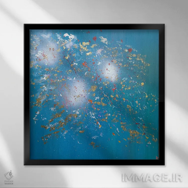 تابلو انفجار ستارههای نقرهای اثر بریت بردال نیلسن - نمای قابدار مشکی