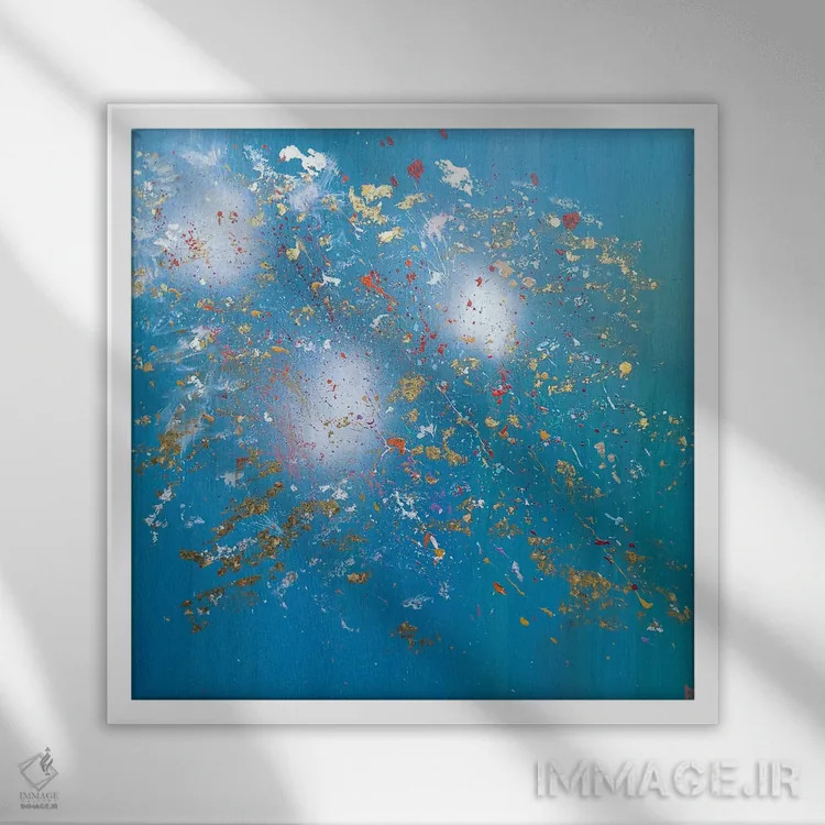 تابلو انفجار ستارههای نقرهای اثر بریت بردال نیلسن - نمای قابدار سفید