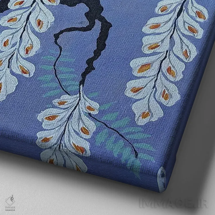 تابلو ویستریا (گل گلیسین) اثر بریت بردال نیلسن - نمای نزدیک بافت بوم