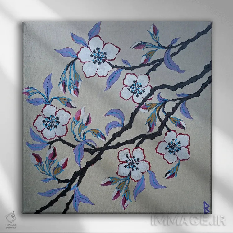 تابلو گلهای سفید اثر بریت بردال نیلسن - نمای روبهرو روی دیوار