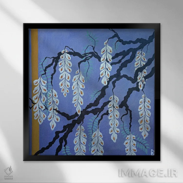 تابلو ویستریا (گل گلیسین) اثر بریت بردال نیلسن - نمای قابدار مشکی