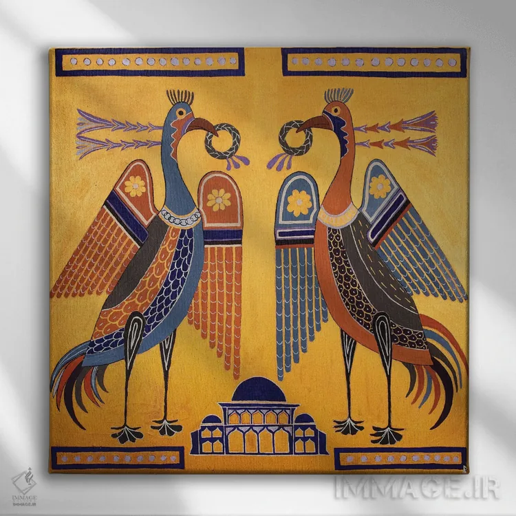 تابلو پرندگان بیزانسی اثر بریت بردال نیلسن - نمای روبهرو روی دیوار