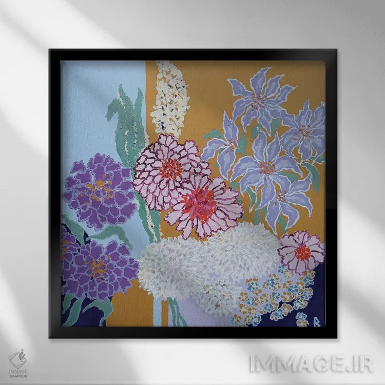 تابلو گلهای بیابانی اثر بریت بردال نیلسن - نمای قابدار مشکی