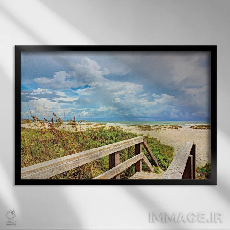 تابلو جزیره ساحلی ۱ اثر استد بانت (در صورت نیاز: نام هنری یا تاریخی) - نمای قابدار مشکی