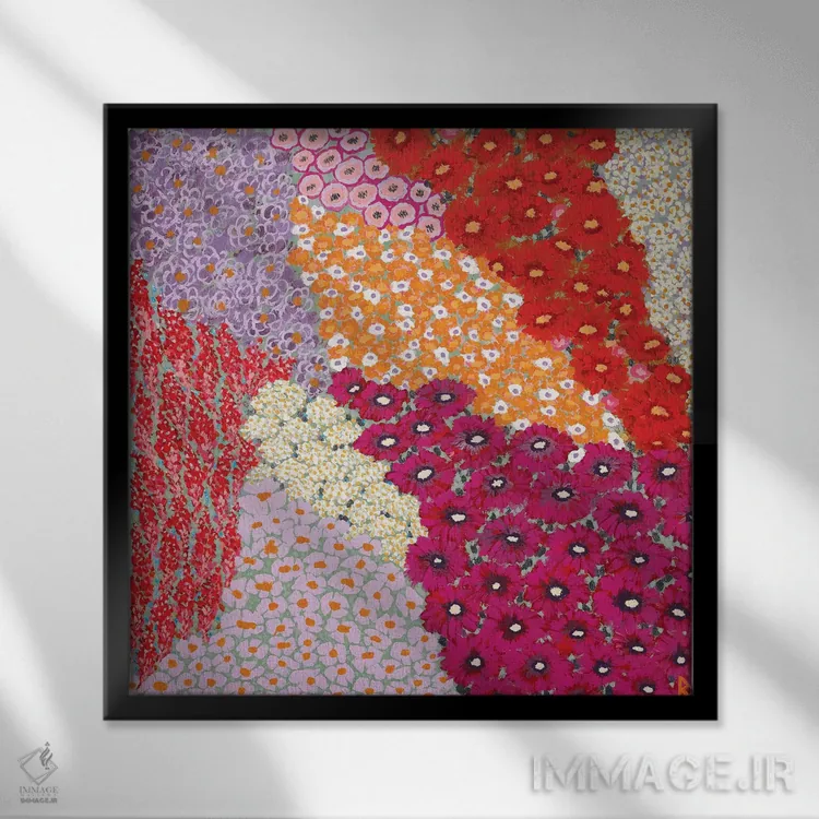 تابلو باغ در زیر آفتاب اثر بریت بردال نیلسن - نمای قابدار مشکی