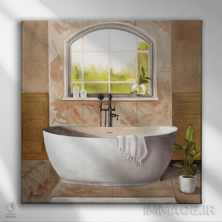 تابلو حمام مرمر ۱ اثر باناروت - نمای روبهرو روی دیوار