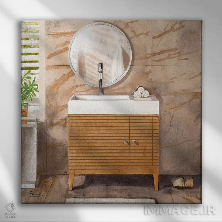 تابلو حمام مرمر ۲ اثر باناروت - نمای روبهرو روی دیوار