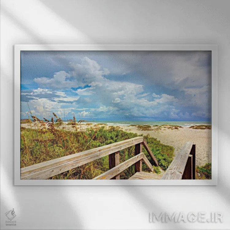 تابلو جزیره ساحلی ۱ اثر استد بانت (در صورت نیاز: نام هنری یا تاریخی) - نمای قابدار سفید