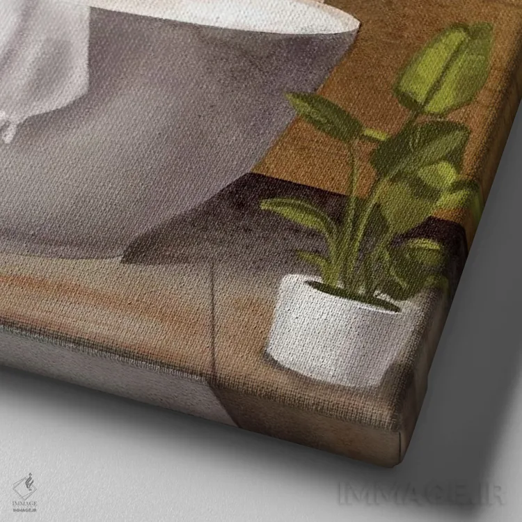 تابلو حمام مرمر ۱ اثر باناروت - نمای نزدیک بافت بوم