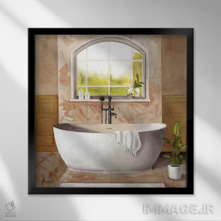 تابلو حمام مرمر ۱ اثر باناروت - نمای قابدار مشکی