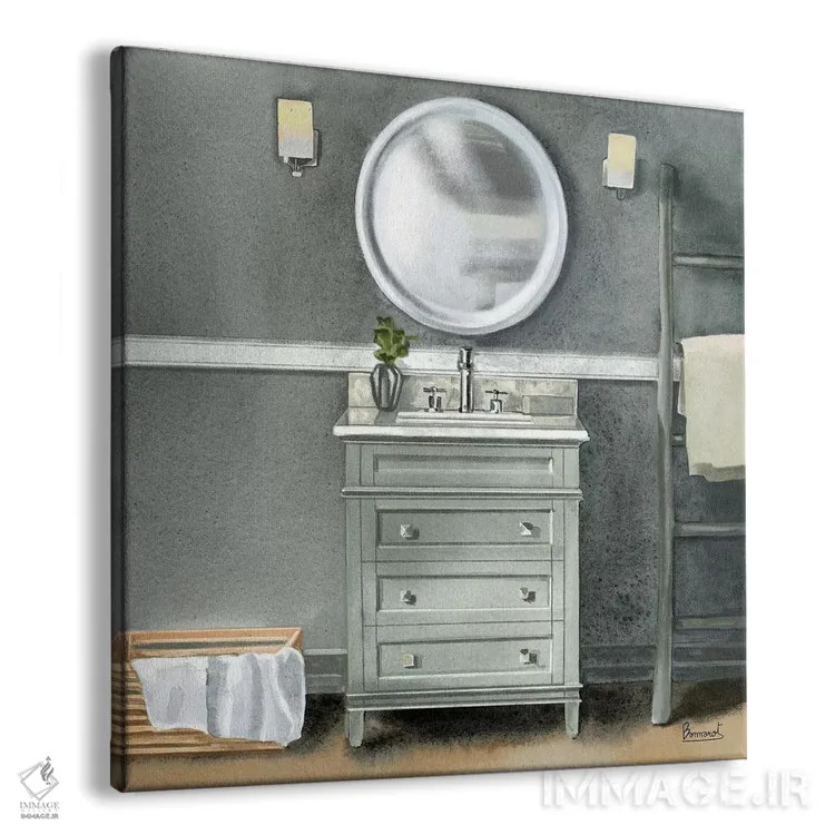 تابلو حمام خاکستری دودی ۲ اثر باناروت - نمای پرسپکتیو محصول