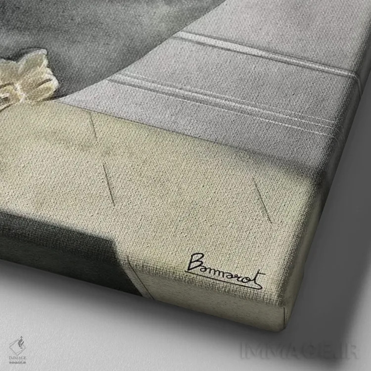 تابلو حمام خاکستری دودی ۱ اثر باناروت - نمای نزدیک بافت بوم