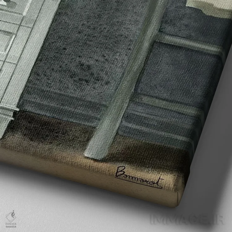 تابلو حمام خاکستری دودی ۲ اثر باناروت - نمای نزدیک بافت بوم