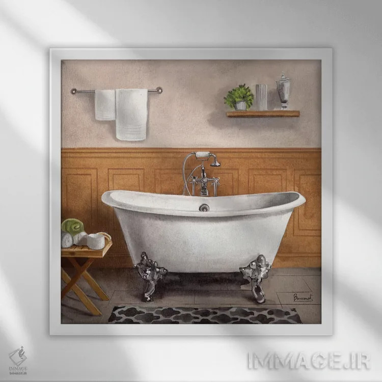 تابلو حمام آرامبخش ۱ اثر باناروت - نمای قابدار سفید