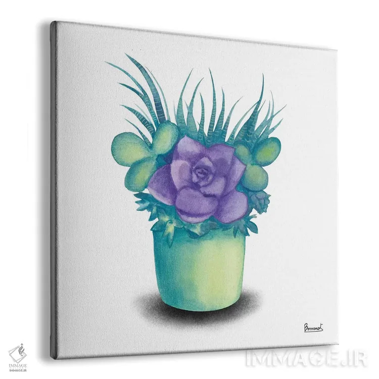 تابلو گیاهان گوشتی فیروزهای ۳ اثر باناروت - نمای پرسپکتیو محصول