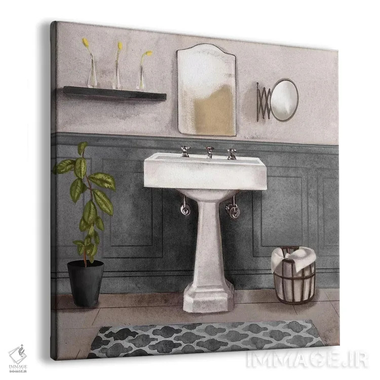 تابلو حمام آرامبخش ۱ (سیاه و سفید) اثر باناروت - نمای پرسپکتیو محصول