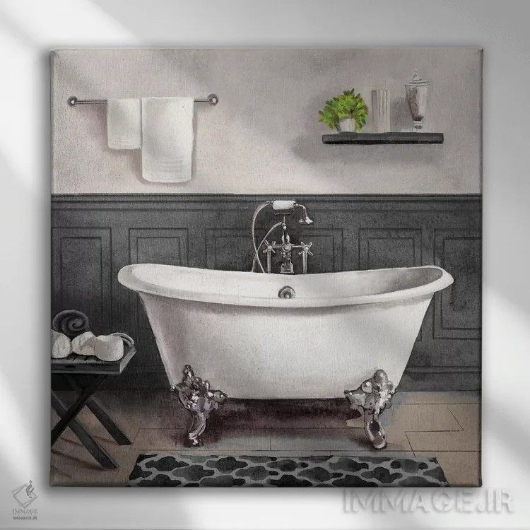 تابلو حمام آرامبخش ۲ (سیاه و سفید) اثر باناروت - نمای روبهرو روی دیوار