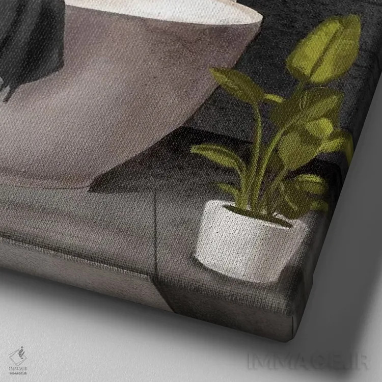 تابلو حمام مرمر ۱ (سیاه و سفید) اثر باناروت - نمای نزدیک بافت بوم