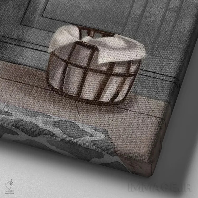 تابلو حمام آرامبخش ۱ (سیاه و سفید) اثر باناروت - نمای نزدیک بافت بوم