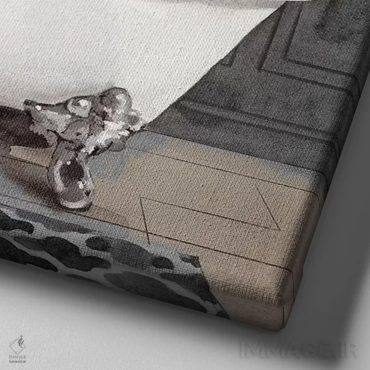 تابلو حمام آرامبخش ۲ (سیاه و سفید) اثر باناروت - نمای نزدیک بافت بوم