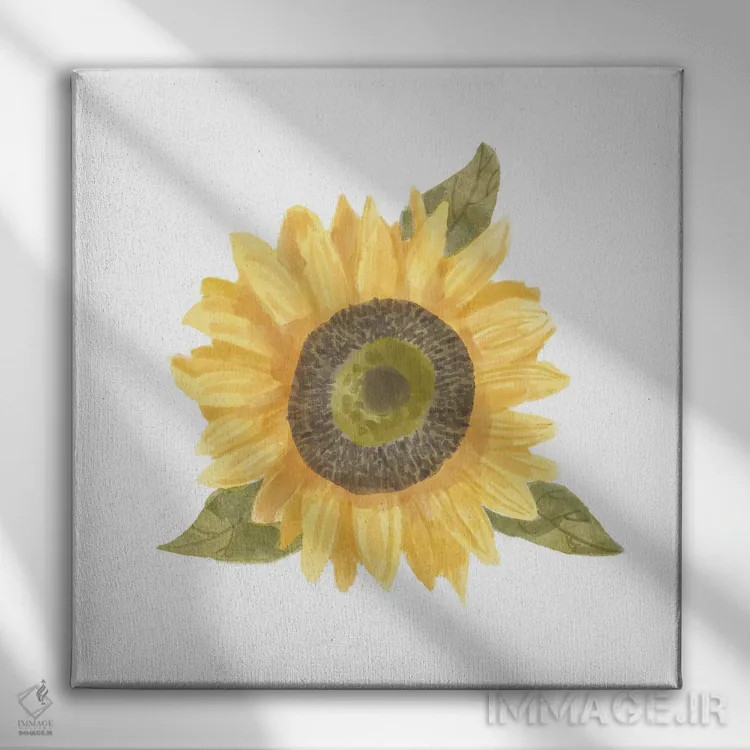 تابلو یک گل آفتابگردان ۱ اثر باناروت - نمای روبهرو روی دیوار