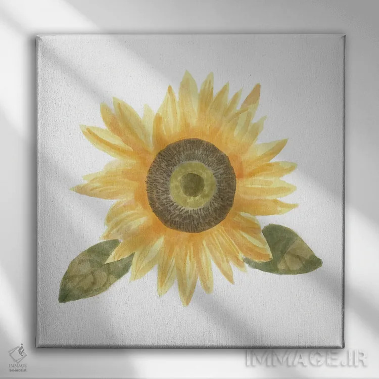 تابلو یک گل آفتابگردان ۲ اثر باناروت - نمای روبهرو روی دیوار