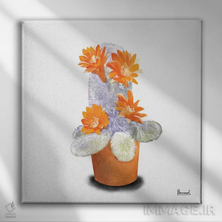 تابلو گلهای کاکتوس ۶ اثر باناروت - نمای روبهرو روی دیوار