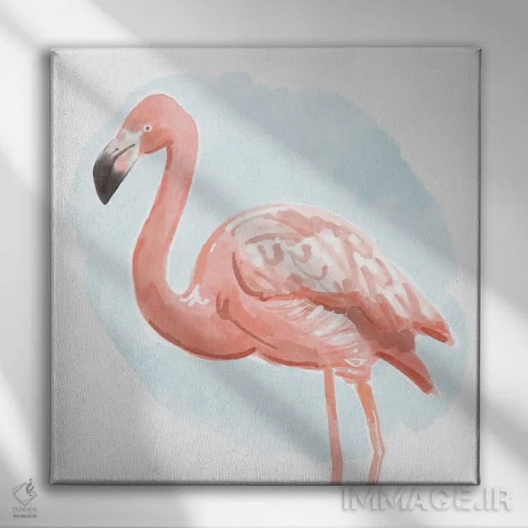 تابلو فلامینگوی گرمسیری ۱ اثر باناروت - نمای روبهرو روی دیوار