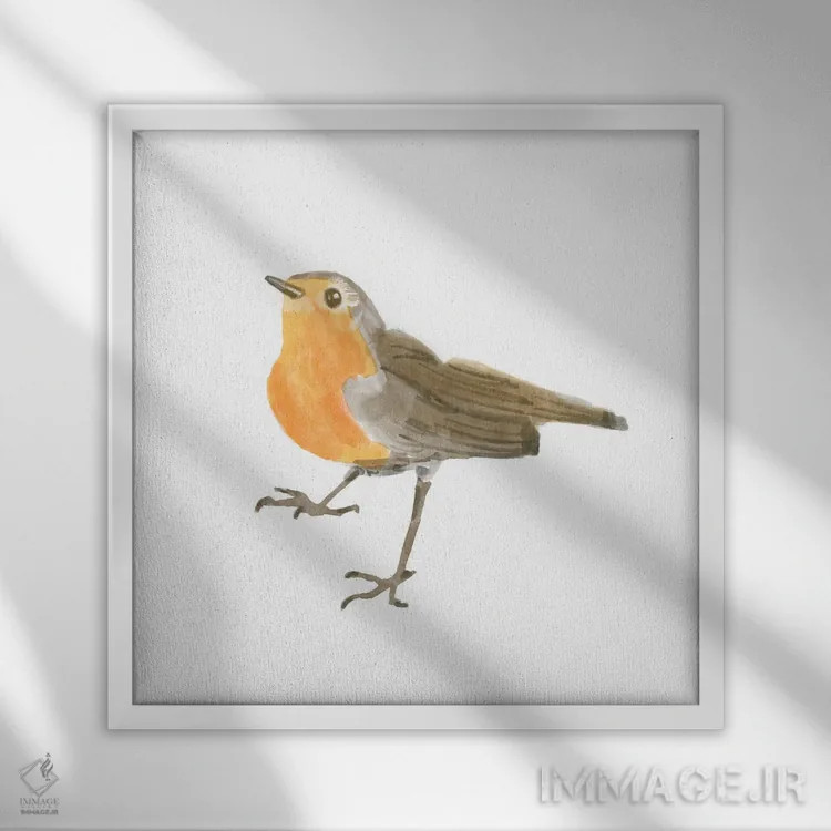 تابلو پرنده آوازخوان ۲ اثر باناروت - نمای قابدار سفید