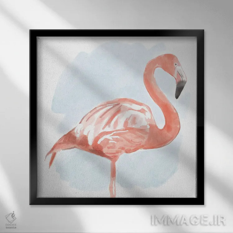 تابلو فلامینگوی گرمسیری ۲ اثر باناروت - نمای قابدار مشکی