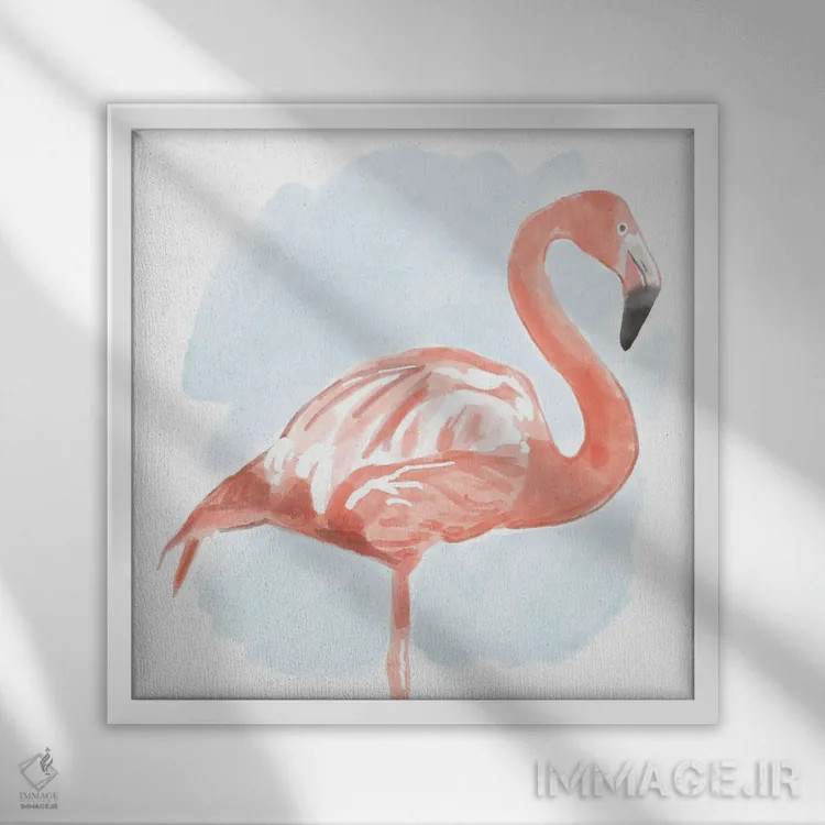 تابلو فلامینگوی گرمسیری ۲ اثر باناروت - نمای قابدار سفید