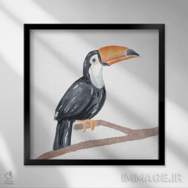 تابلو توکان گرمسیری ۱ اثر باناروت - نمای قابدار مشکی