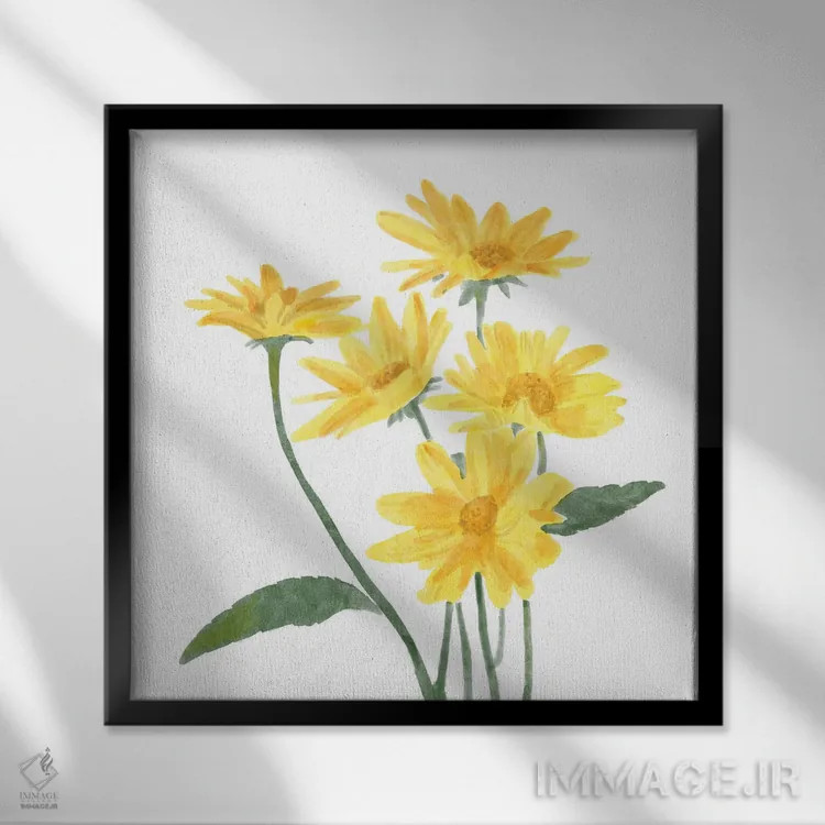 تابلو گروه گلهای وحشی ۱ اثر باناروت - نمای قابدار مشکی