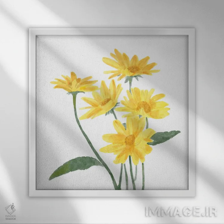 تابلو گروه گلهای وحشی ۱ اثر باناروت - نمای قابدار سفید