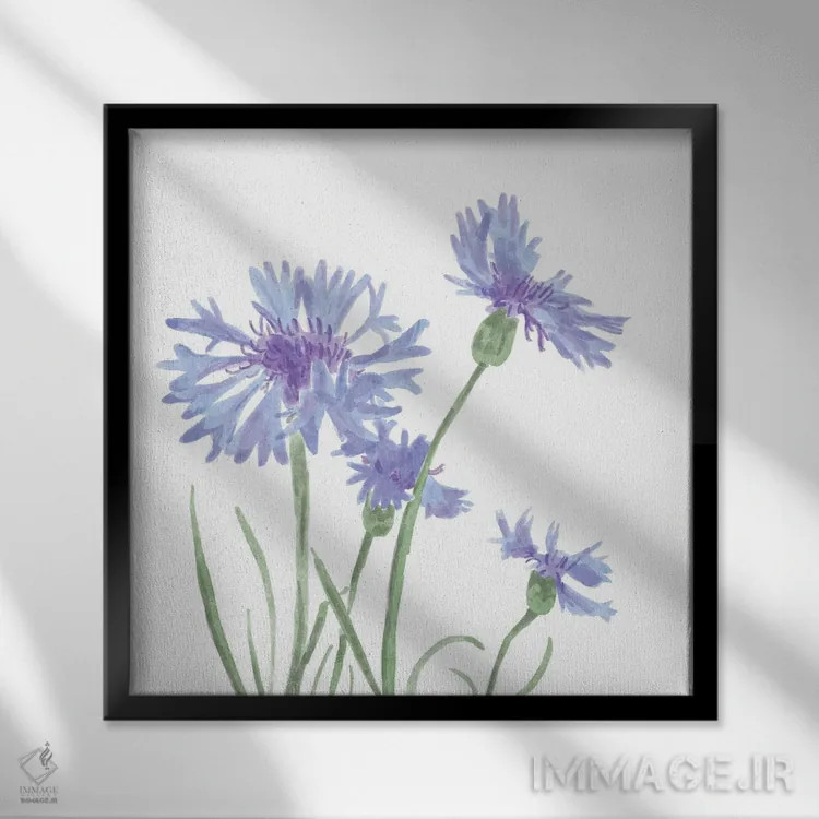 تابلو گروه گلهای وحشی ۴ اثر باناروت - نمای قابدار مشکی