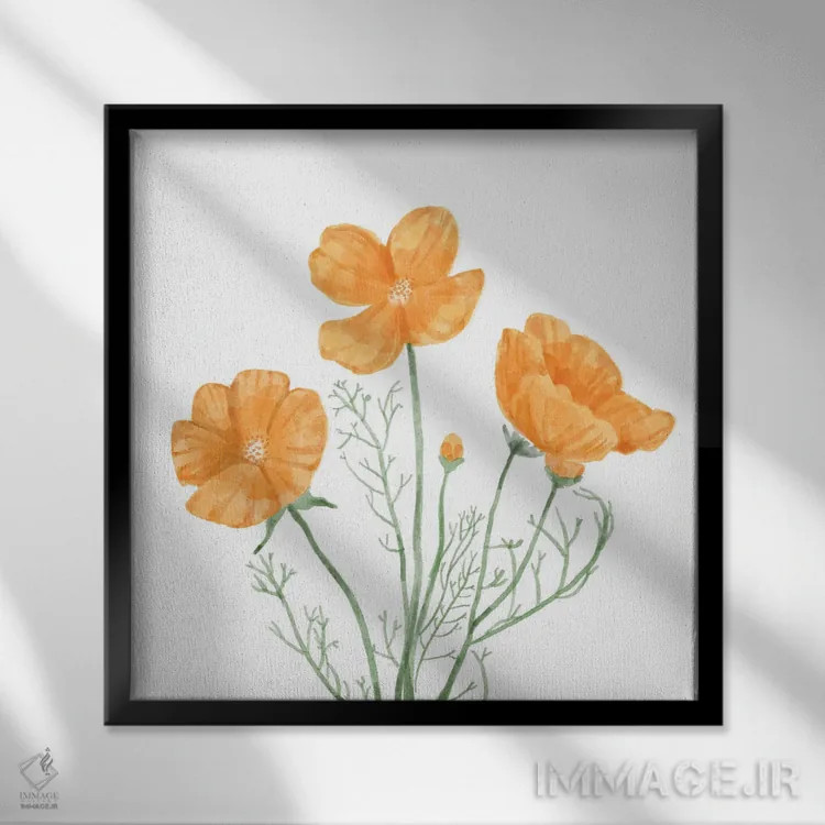 تابلو گروه گلهای وحشی ۳ اثر باناروت - نمای قابدار مشکی