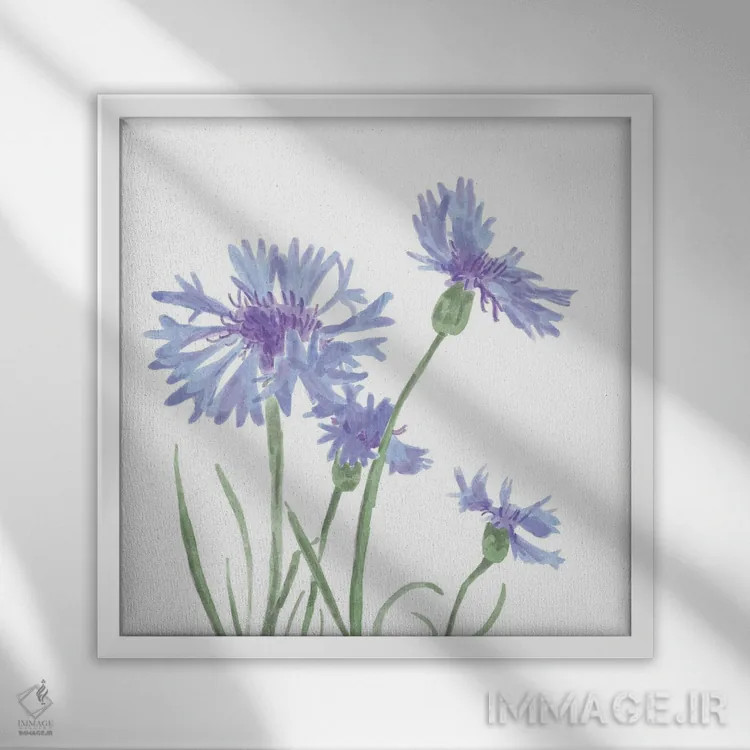 تابلو گروه گلهای وحشی ۴ اثر باناروت - نمای قابدار سفید