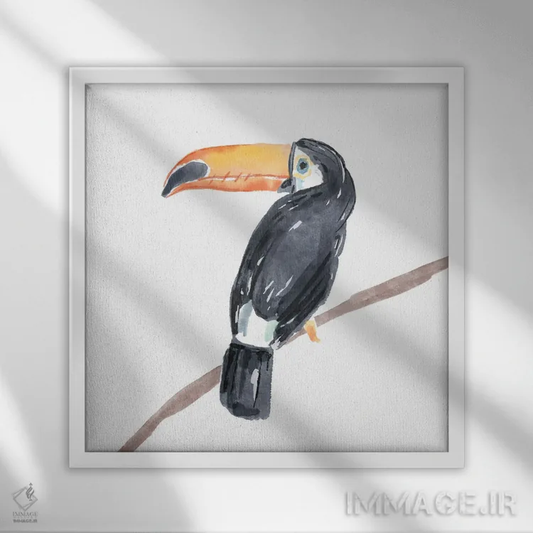 تابلو توکان گرمسیری ۲ اثر باناروت - نمای قابدار سفید