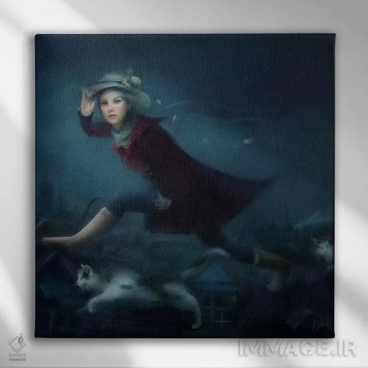 تابلو فِلیده (خانواده گربهسانان) اثر بنت شلیک - نمای روبهرو روی دیوار