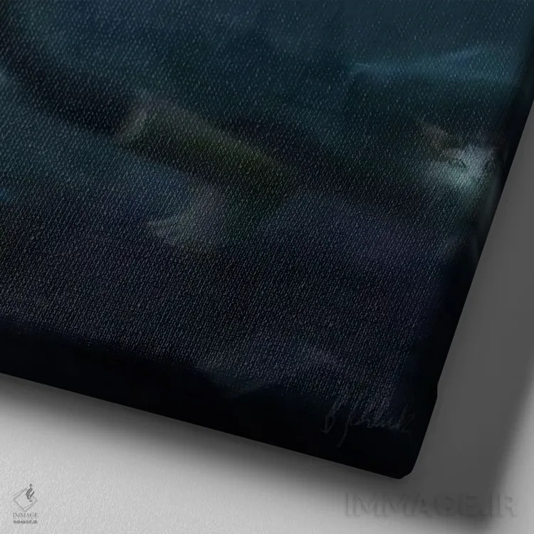 تابلو فِلیده (خانواده گربهسانان) اثر بنت شلیک - نمای نزدیک بافت بوم